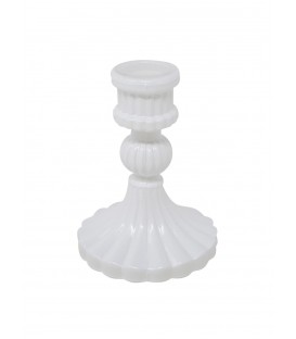 WHITE GLASS CANDLESTICK 8X10CM