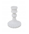 WHITE GLASS CANDLESTICK 8X10CM