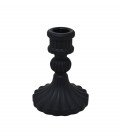 BLACK GLASS CANDLESTICK 8X10CM