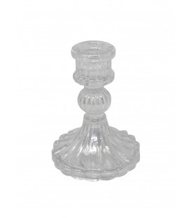 CLEAR GLASS CANDLESTICK 8X10 CM