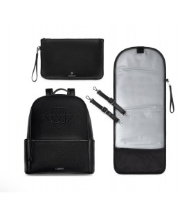 The Vicky - Black vegan leather diaper bag LAMBERT