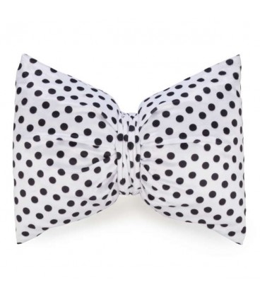 Black bow cushion - white polka dot