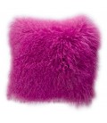 Coussin vraie fourrure MONGOLIEN ROSE