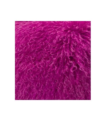 Coussin vraie fourrure mongolien - Rose