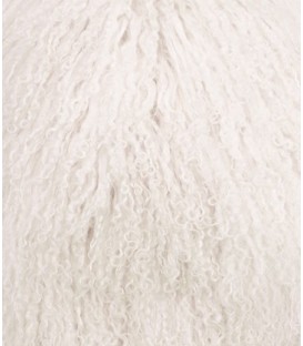 Coussin vraie fourrure mongolien - Blanc