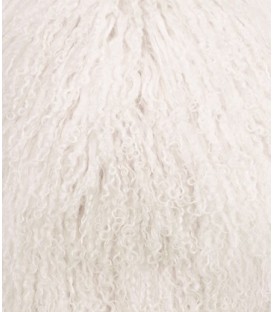Real mongolian fur cushion - White