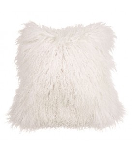 Real mongolian fur cushion - White