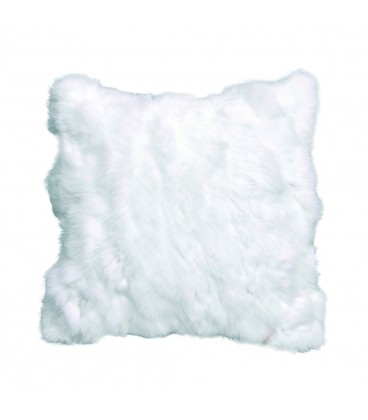 Coussin en vraie fourrure lapin blanc ALE