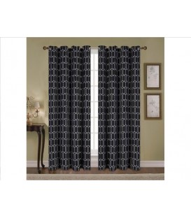 Jacquard Black Blackout window panel GEO