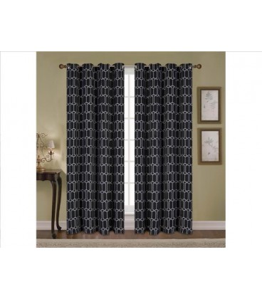 Jacquard Black Blackout window panel GEO