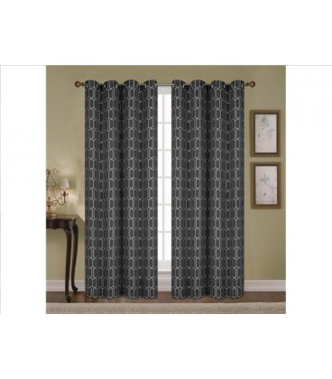 Jacquard Black Blackout window panel GEO