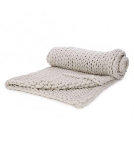 Beige braided knit throw