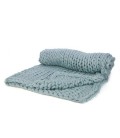 Aqua braided knit throw