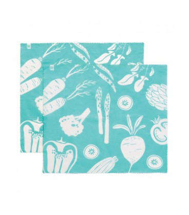 Set of 2 Large Turquoise Reusable Food Wraps Eco collection RICARDO