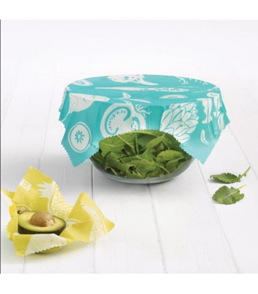 Set of 2 Large Turquoise Reusable Food Wraps Eco collection RICARDO