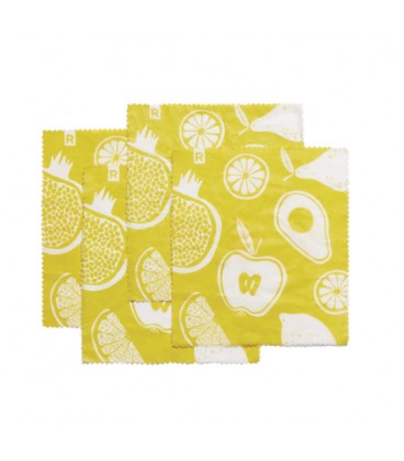 Set of 4 Small Yellow Reusable Food Wraps Eco collection RICARDO