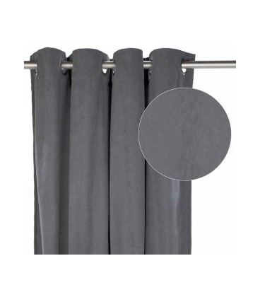 Steel grey suedette curtain
