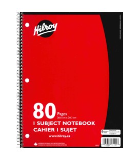 Hilroy spiral notebook
