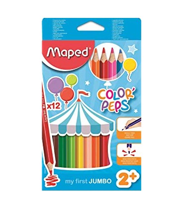 12 crayons de couleurs jumbo MAPED