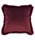 Coussin en velours bourgogne avec fausse fourrure