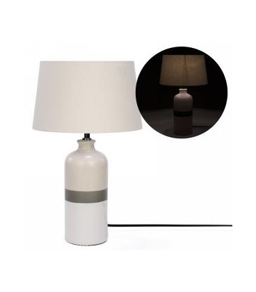 Grey striped base table lamp