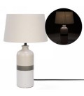 Grey striped base table lamp