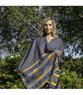 Reversible gray and black poncho