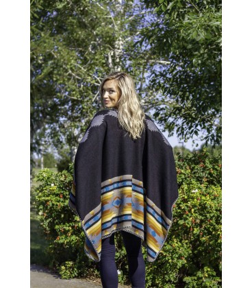 Reversible gray and black poncho