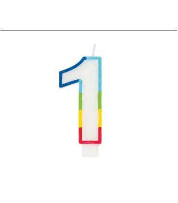 Rainbow Border Number 1 Birthday Candle