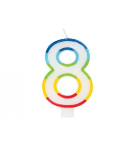 Rainbow Border Number 8 Birthday Candle