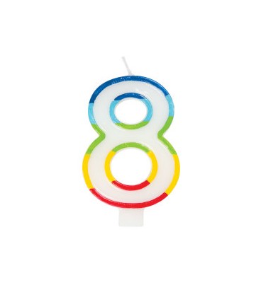 Rainbow Border Number 8 Birthday Candle