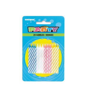 Multicolor Spiral Birthday Candles, 24ct