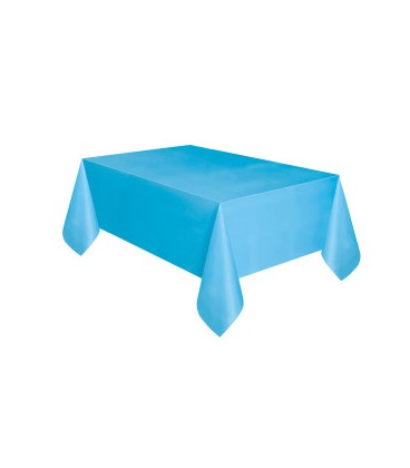 Powder Blue Solid Rectangular Plastic Table Cover