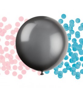 Black Giant Gender Reveal Latex Balloon with Confetti