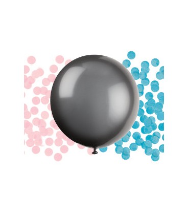 Black Giant Gender Reveal Latex Balloon with Confetti