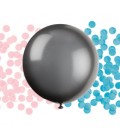 Black Giant Gender Reveal Latex Balloon with Confetti