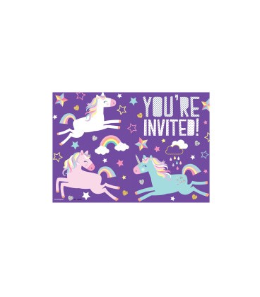 8 invitations LICORNE