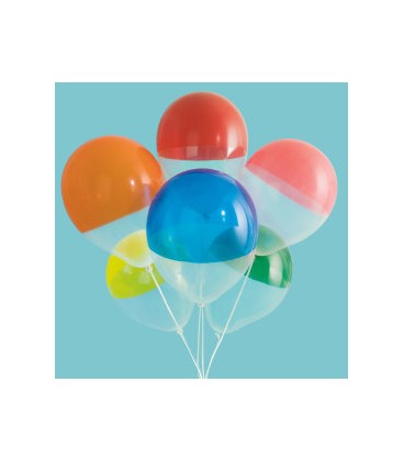 Two-Tone Dipped Rainbow 12" Clear Latex Balloons, 6ct