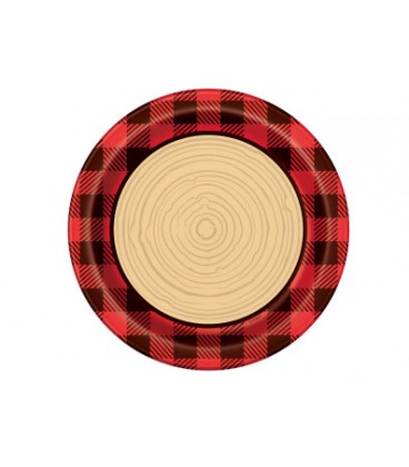 Plaid Lumberjack Round 9" Dinner Plates, 8ct