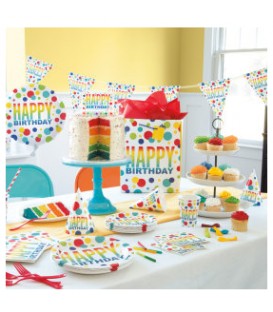 Rainbow Spots Birthday Rectangular Plastic Table Cover