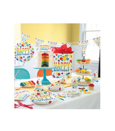 Rainbow Spots Birthday Rectangular Plastic Table Cover