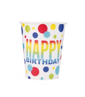 8 Rainbow Spots Birthday 9oz Paper Cups