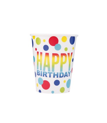 8 Rainbow Spots Birthday 9oz Paper Cups